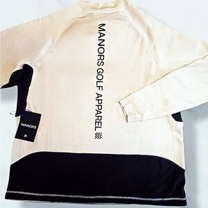 Manors Golf Apparel Beige and brown/green fleece long-sleeved shirt
